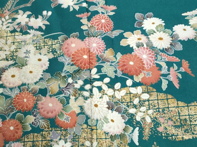 平和屋着物●訪問着 雲取り流水籬草花文 金彩 正絹 逸品 CABM3897yc