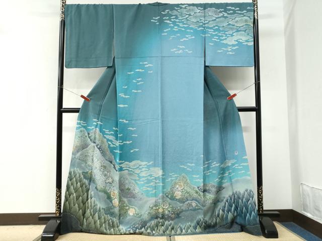 平和屋着物●吉乃一廉 幻の辻が花 訪問着 暈し染め 銀通し地 ロング丈 正絹 逸品 CABM3912yc