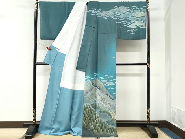 平和屋着物●吉乃一廉 幻の辻が花 訪問着 暈し染め 銀通し地 ロング丈 正絹 逸品 CABM3912yc