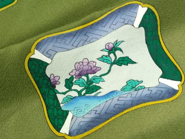 平和屋着物●訪問着 手描き 霞休み鳥枝花文 暈し染め 正絹 逸品 未使用 CABM3916yc