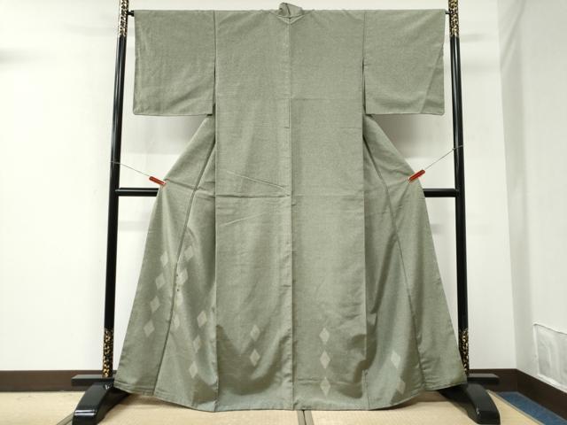 平和屋着物●訪問着 紬地 菱文 金彩 正絹 逸品 未使用 CABM3918yc