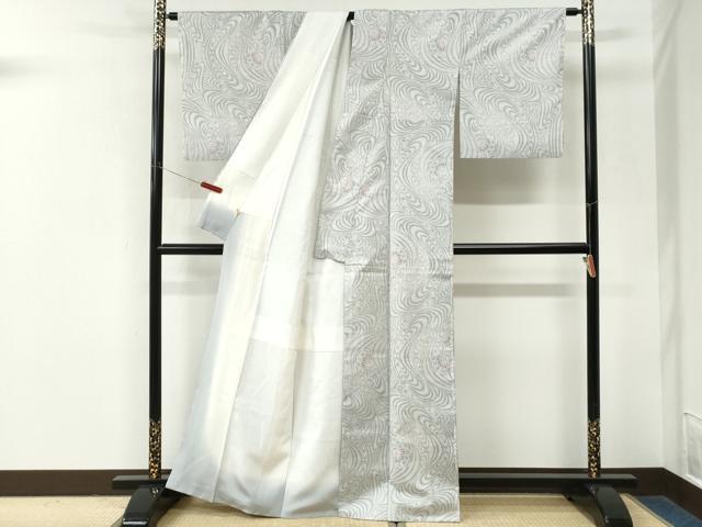 平和屋着物●本場大島紬 白大島 9マルキ 流水毬吉祥文 正絹 逸品 CABM3922yc