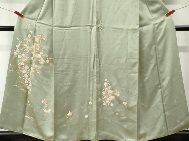 平和屋着物●訪問着 舞蝶芝草松葉枝梅文 金彩 正絹 逸品 CABM3925yc