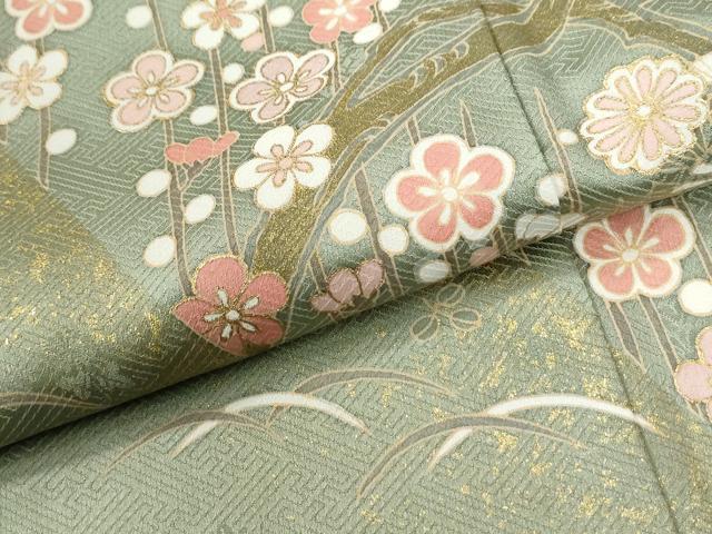平和屋着物●訪問着 舞蝶芝草松葉枝梅文 金彩 正絹 逸品 CABM3925yc