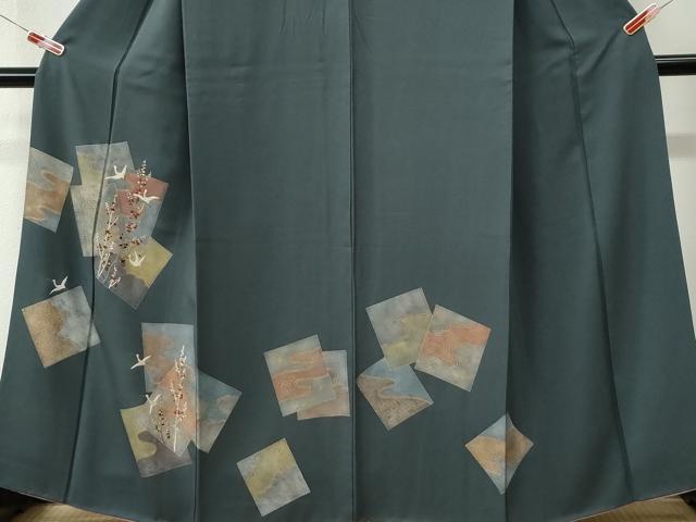 平和屋着物●訪問着 刺繍 色紙重ね飛鶴枝梅文 金彩 正絹 逸品 CABM3933yc