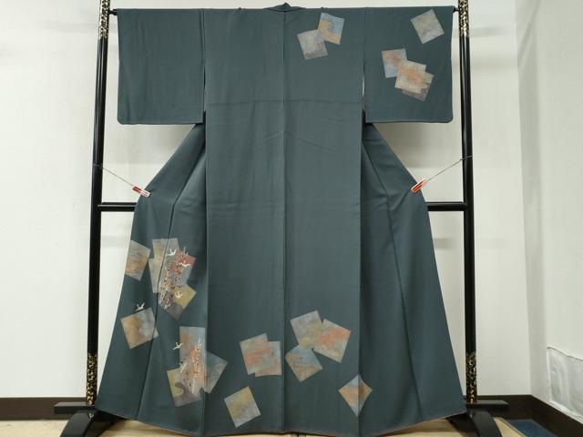 平和屋着物●訪問着 刺繍 色紙重ね飛鶴枝梅文 金彩 正絹 逸品 CABM3933yc