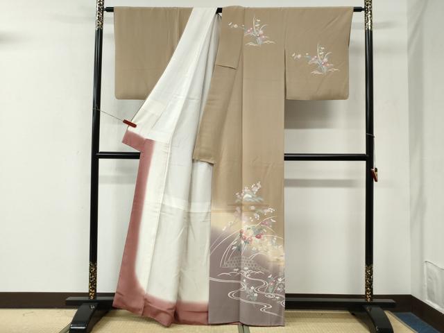 平和屋着物●訪問着 友禅 流水籬松竹梅花文 暈し染め 正絹 逸品 CABM3934yc