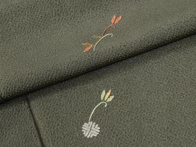 平和屋着物●訪問着 総刺繍 竹屋町刺繍 草花文 鬼しぼ縮緬 正絹 逸品 CABM3935yc