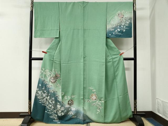 平和屋着物●訪問着 螺鈿 浜松雪輪草花文 暈し染め 金彩部分 ますいわ屋扱い 正絹 逸品 CABM3937yc