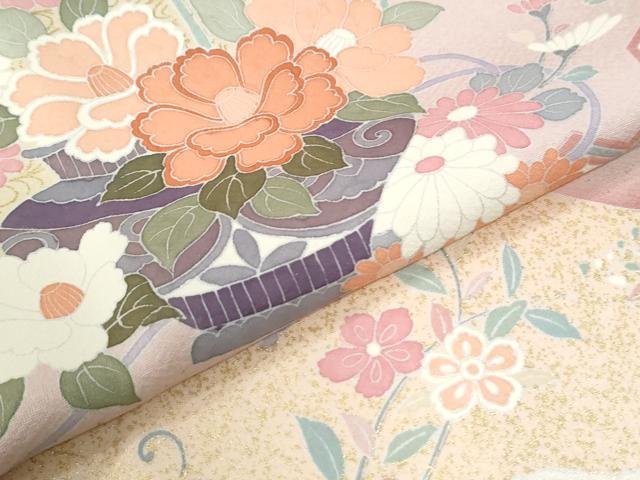 平和屋着物●訪問着 道長陶器花唐草文 暈し染め 金彩 正絹 逸品 未使用 CABM3941yc