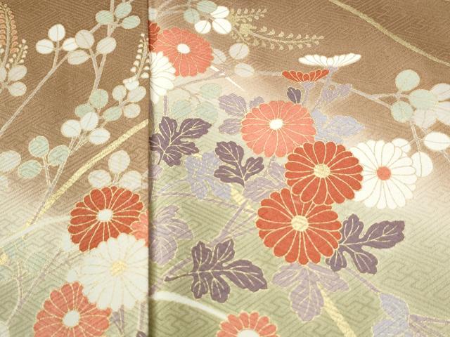 平和屋着物●訪問着 草花文 暈し染め 金彩 正絹 逸品 CABM3942yc