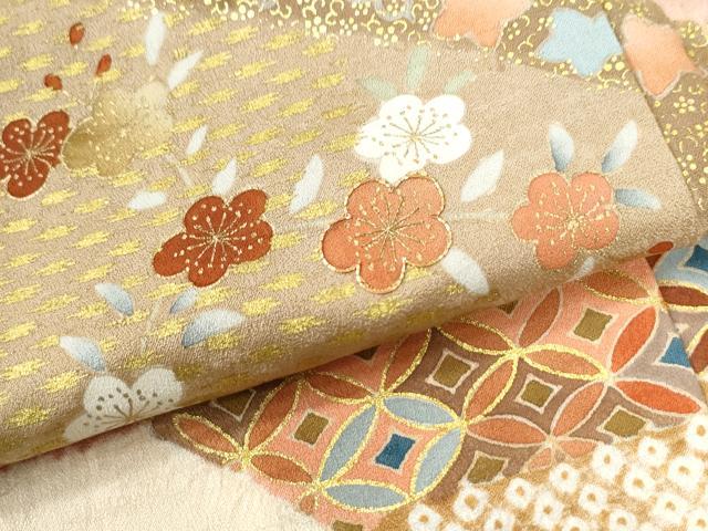 平和屋着物●訪問着 駒刺繍 絞り 花唐草文 金彩 正絹 逸品 未使用 CABM3949yc