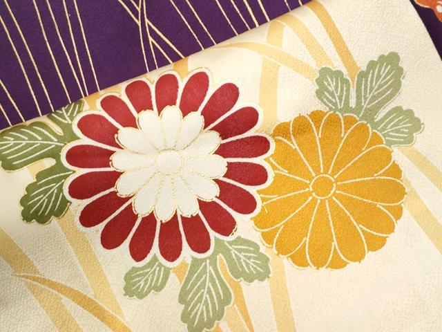 平和屋着物●豪華振袖 駒刺繍 市松舞蝶菊文 金彩 正絹 逸品 CABM3953yc