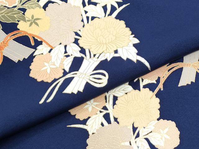 平和屋着物●訪問着 駒刺繍 花束文 金彩 三越扱い ロング丈 正絹 逸品 CABM3958yc