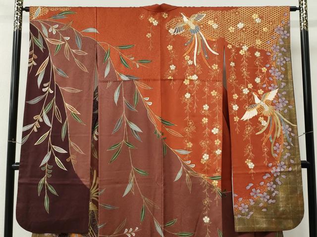 平和屋着物●豪華振袖 駒刺繍 渡り橋舞桜文 金彩 正絹 逸品 CABM3959yc