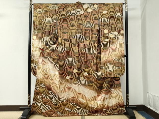 平和屋着物●豪華振袖 駒刺繍 立波舞桜文 暈し染め 金彩 正絹 逸品 CABM3964yc