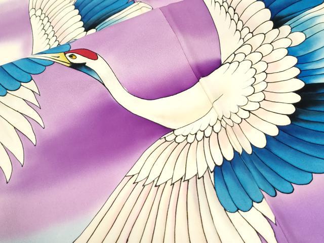 平和屋着物●豪華振袖 手描き 飛鶴文 暈し染め 正絹 逸品 CABM3965yc