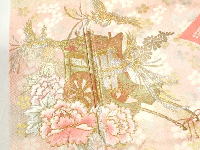 平和屋着物●豪華振袖 駒刺繍 絞り 鳳凰御所車牡丹花文 金銀彩 やまと誂製 正絹 逸品 CABM3968yc