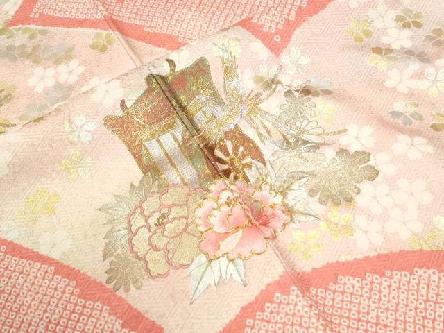 平和屋着物●豪華振袖 駒刺繍 絞り 鳳凰御所車牡丹花文 金銀彩 やまと誂製 正絹 逸品 CABM3968yc