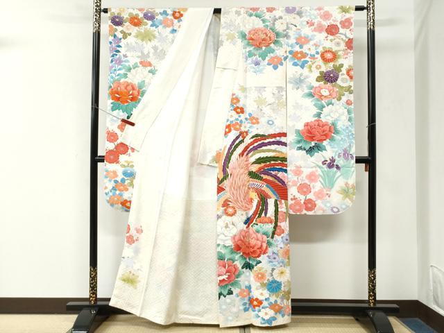 平和屋着物●豪華振袖 駒刺繍 鳳凰牡丹花文 金彩 正絹 逸品 CABM3976yc