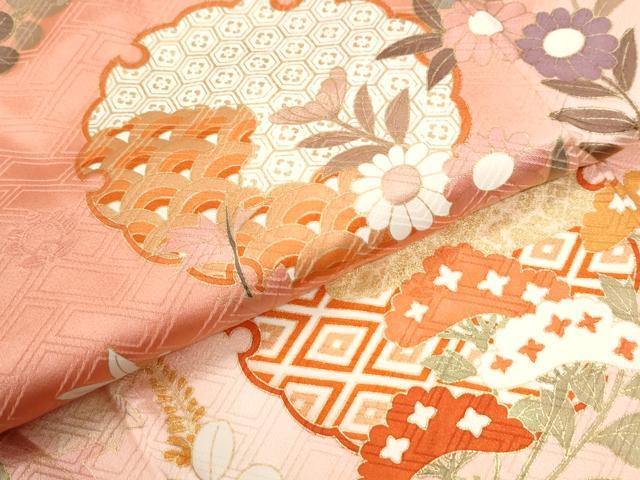 平和屋着物●豪華振袖 駒刺繍 雪輪吉祥草花文 暈し染め 金彩 正絹 逸品 CABM3978yc