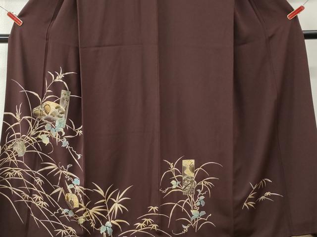 平和屋着物●訪問着 竹屋町刺繍 群鶴籬蔦の葉草花文 金彩 正絹 逸品 CABM3983yc