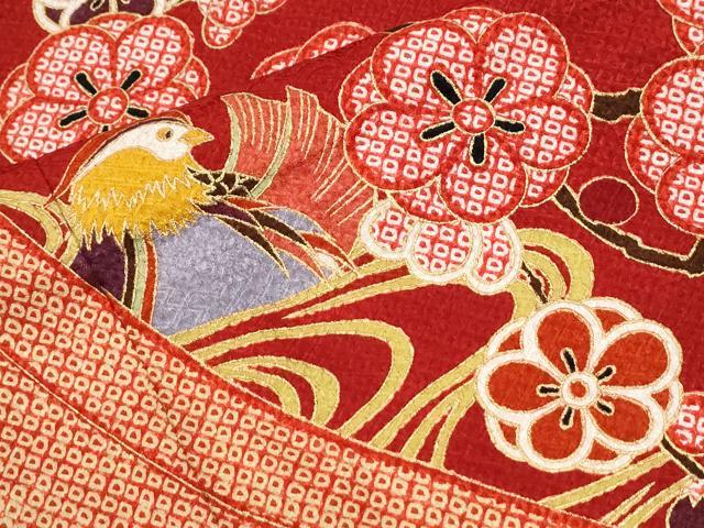 平和屋着物●豪華振袖 駒刺繍 流水鬘帯鴛鴦枝梅文 金彩 三越扱い 正絹 逸品 CABM3989yc