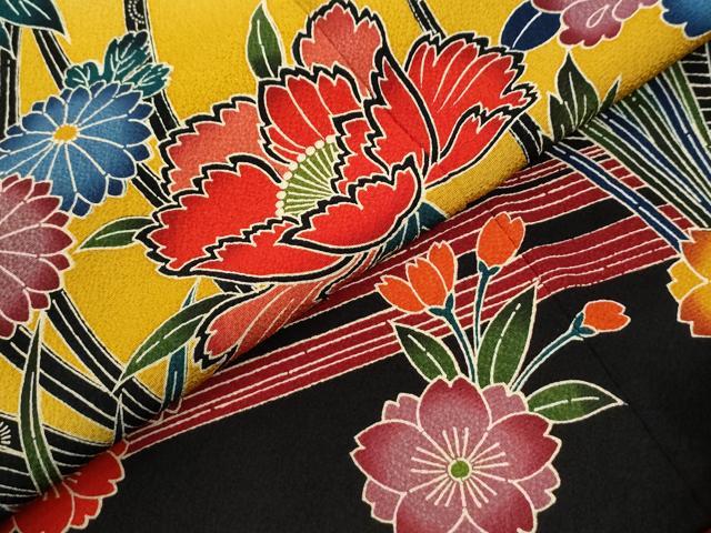 平和屋着物●豪華振袖 型染め 流水牡丹草花文 暈し染め 鈴乃屋扱い 正絹 逸品 CABM4003yc