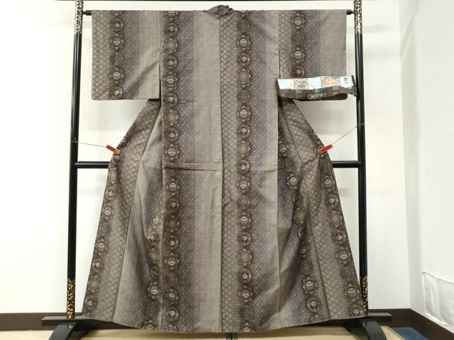 平和屋着物●本場大島紬 9マルキ 泥染め 扇面毬花丸文 大島紬美幸謹製 証紙付き 正絹 逸品 CABM4012yc