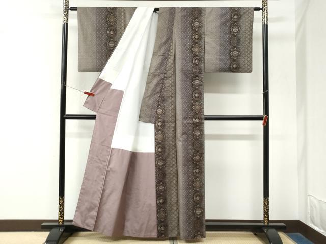 平和屋着物●本場大島紬 9マルキ 泥染め 扇面毬花丸文 大島紬美幸謹製 証紙付き 正絹 逸品 CABM4012yc