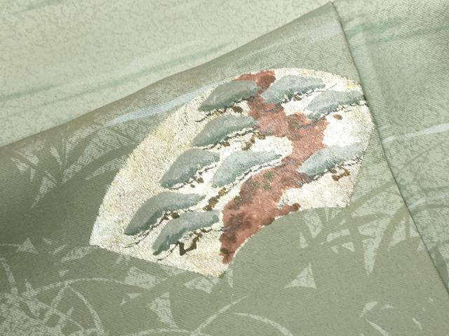 平和屋着物●訪問着 地紙花松文 暈し染め 金彩 正絹 逸品 CABM4025yc
