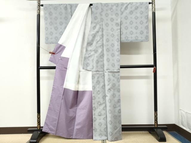 平和屋着物●本場大島紬 白大島 花菱文 正絹 逸品 CABM4029yc