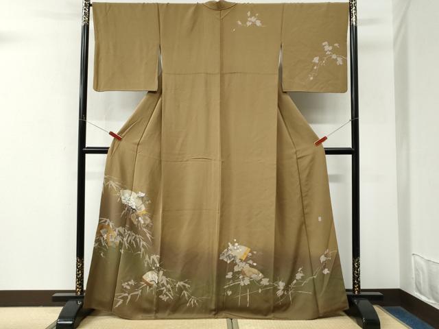 平和屋着物●訪問着 地紙枝花文 暈し染め 金彩 無落款 正絹 逸品 CABM4030yc