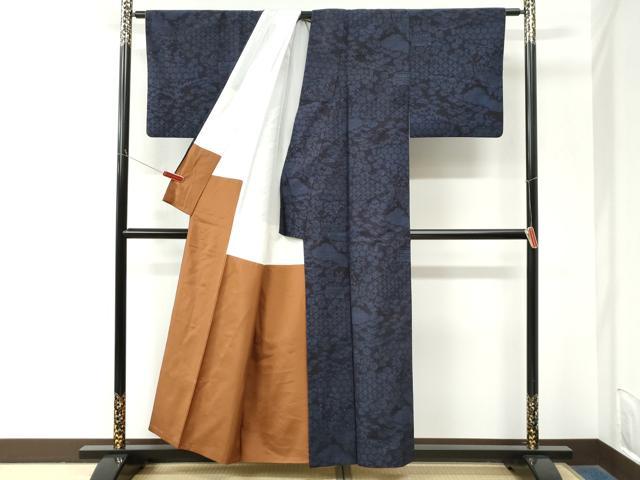 平和屋着物●結城紬 80亀甲 吉祥風景文 正絹 逸品 CABM4031yc