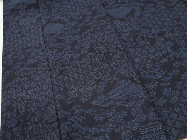 平和屋着物●結城紬 80亀甲 吉祥風景文 正絹 逸品 CABM4031yc
