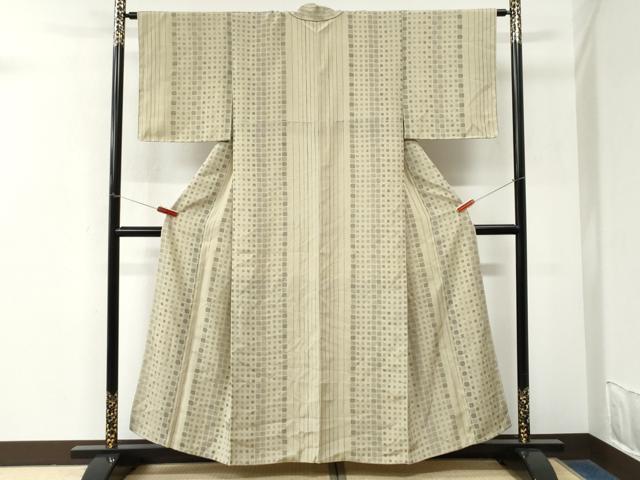 平和屋着物●上質な小紋 紬地 幾何学文様 正絹 逸品 未使用 CABM4037yc