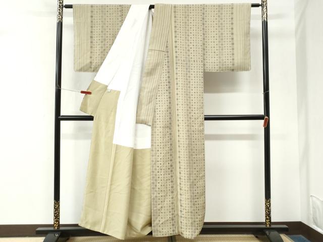 平和屋着物●上質な小紋 紬地 幾何学文様 正絹 逸品 未使用 CABM4037yc