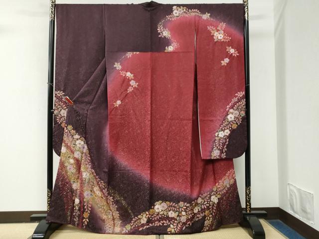 平和屋着物●越後十日町の一流染匠 桐屋・翠山工房 徳永憲峯 振袖 辻が花 絞り 暈し染め 金通し地 正絹 逸品 CABM4041yc