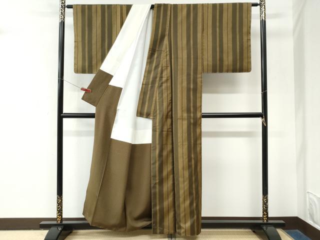 平和屋着物●本場染大島紬 縞 鹿の子文様 正絹 逸品 未使用 CABM4044yc