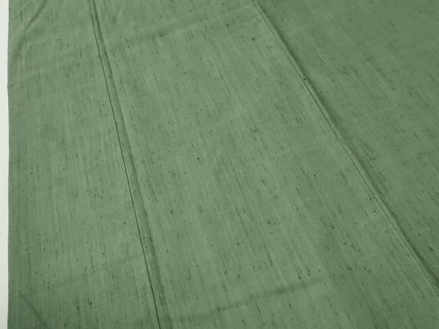 平和屋着物●結城紬 色無地 老竹色 正絹 逸品 CABM4046yc