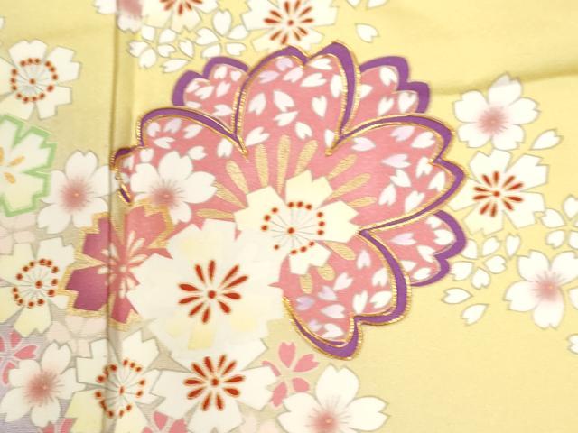 平和屋着物●豪華振袖 駒刺繍 舞桜文 暈し染め 金彩 正絹 逸品 未使用 CABM4048yc