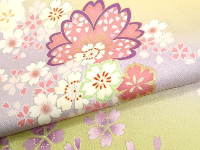平和屋着物●豪華振袖 駒刺繍 舞桜文 暈し染め 金彩 正絹 逸品 未使用 CABM4048yc