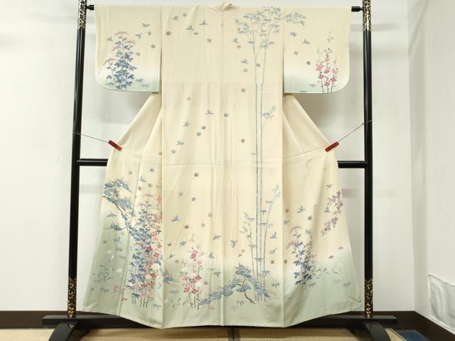 平和屋着物●本加賀友禅作家 寺西一紘 訪問着 飛鳥裏菊松竹梅 暈し染め 正絹 逸品 CABM4051yc