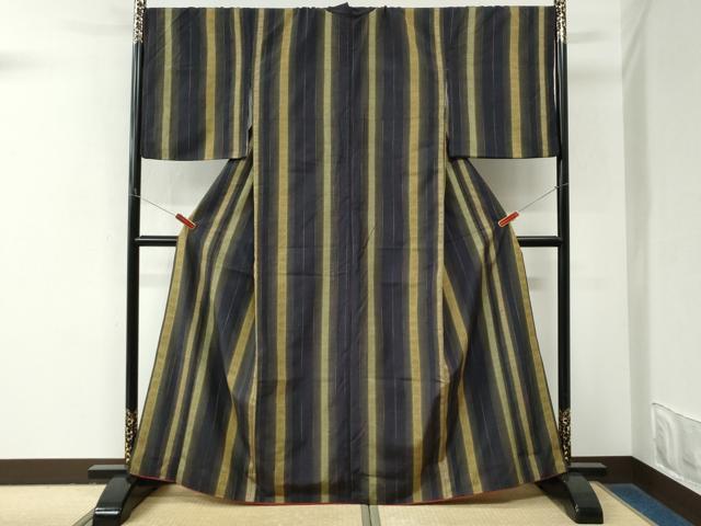 平和屋着物●上質な紬 花織 吉祥間道 正絹 逸品 CABM4053yc
