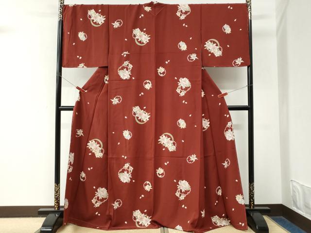 平和屋着物●上質な小紋 雪輪百合舞花文 正絹 逸品 未使用 CABM4065yc