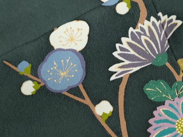 平和屋着物●訪問着 作家物 舞蝶牡丹枝梅菊花文 金彩 正絹 逸品 CABM4077yc