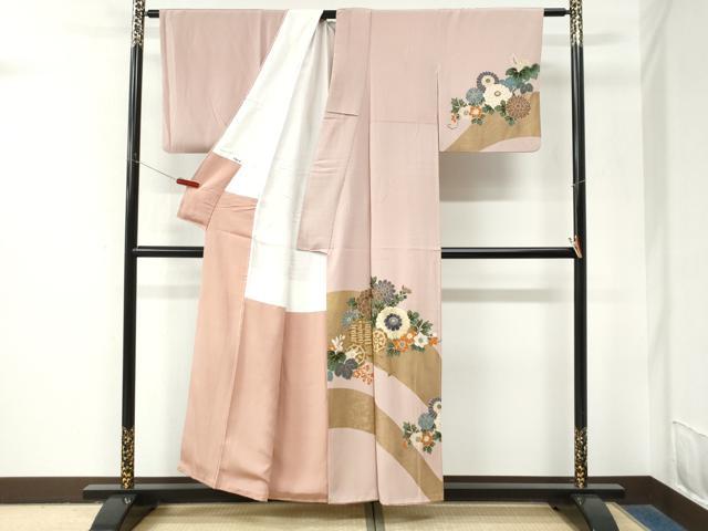 平和屋着物●ファッションデザイナー 花井幸子 訪問着 刺繍 菊花車文 金彩 正絹 逸品 CABM4084yc