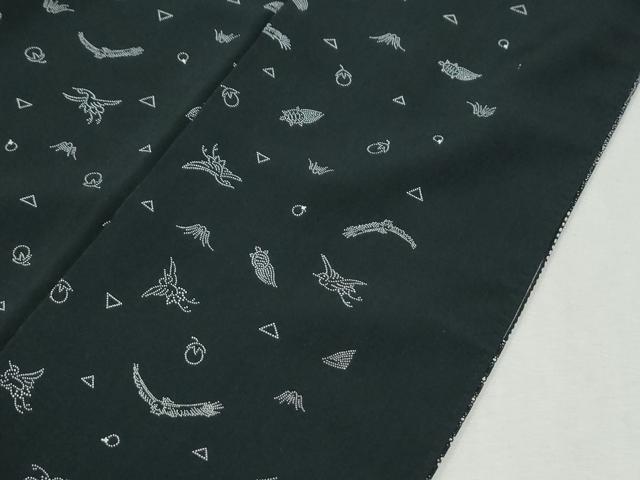 平和屋着物●江戸小紋 寄せ小紋柄 黒地 ますいわ屋扱い 正絹 逸品 CABM4088yc