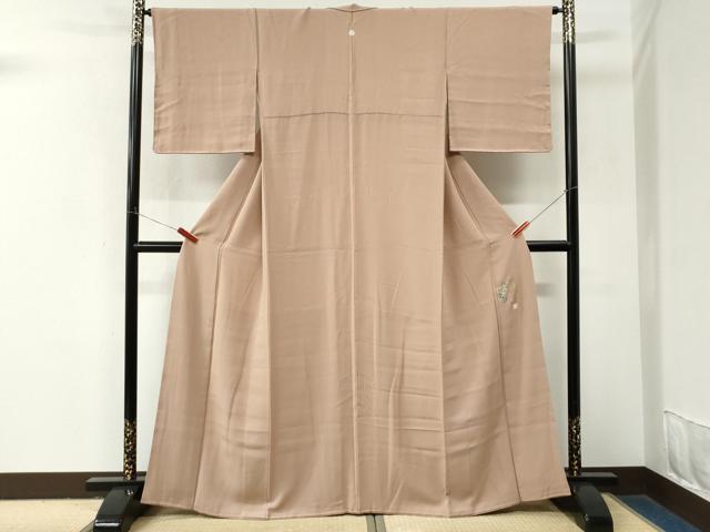 平和屋着物●本草木染作家 圓啓 色無地 ワンポイント 葡萄 水柿色 正絹 逸品 CABM4094yc