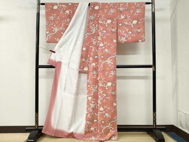 平和屋着物●小紋 枝橘花文 金彩 洗える着物 CABM4096yc